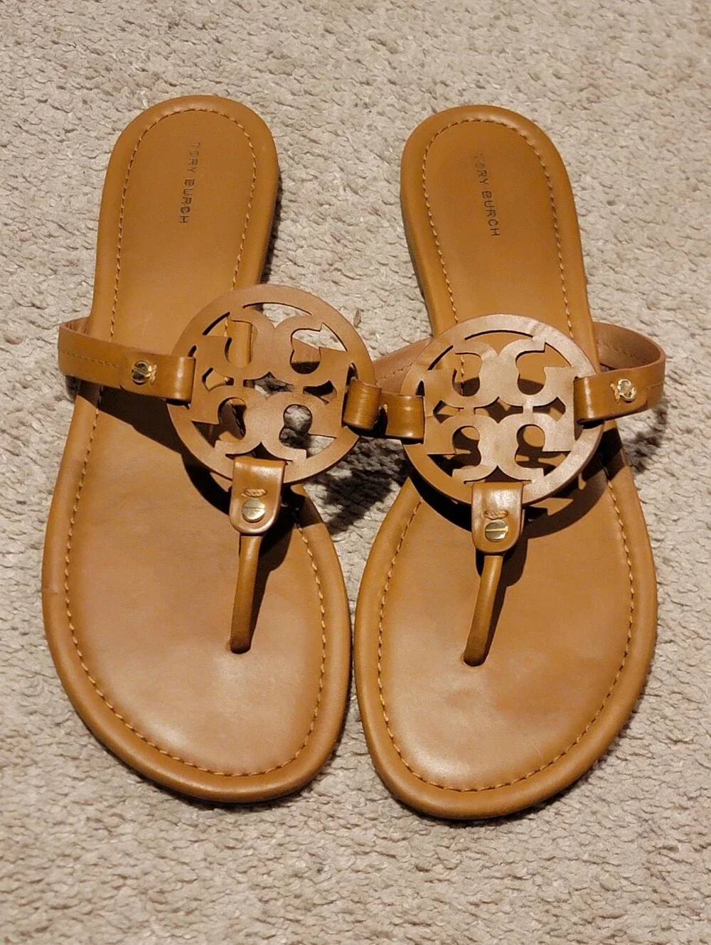 Tory Burch Miller Sandals Vintage Vachetta Size 13